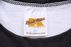 画像5: 70s USA製 RUSSELLラッセル HOTEL EZRA CORNELL 57 アート 七分袖 ラグランTシャツ 白×黒 XL (5)