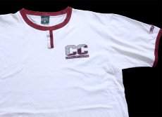 画像1: 90s USA製 CC CENTENARY COLLEGE チョコチン コットン リンガーTシャツ 白×バーガンディ XL (1)