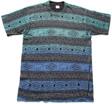 画像2: 90s USA製 YELLOWSTONE ネイティブ柄 グラデーション オールオーバープリント コットンTシャツ L★イエローストーン国立公園 (2)
