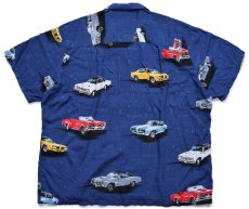 画像2: ハワイ製 PARADISE FOUND PONTIAC GTO 総柄 オープンカラー レーヨンシャツ XL★アロハ (2)