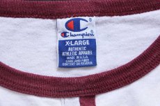 画像4: 90s USA製 Championチャンピオン TAFT チョコチン コットン リンガーTシャツ 白×ワインレッド XL (4)