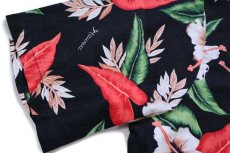画像6: ハワイ製 RJC LTD. Hawaii Aloha ハイビスカス オープンカラー コットン アロハシャツ 黒 M (6)
