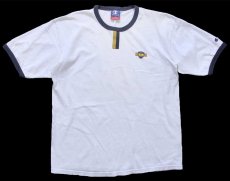 画像2: 00s Championチャンピオン U OF D チョコチン コットン リンガーTシャツ 白×紺 (2)