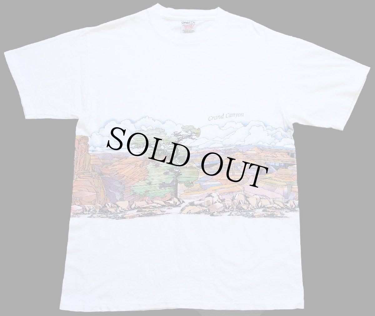 画像2: 90s USA製 Grand Canyon アート 両面プリント コットンTシャツ 白 L★グランドキャニオン国立公園 (2)