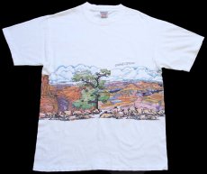 画像2: 90s USA製 Grand Canyon アート 両面プリント コットンTシャツ 白 L★グランドキャニオン国立公園 (2)