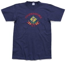 画像2: 90s USA製 MV SPORT COOPERSTOWN N.Y. 刺繍&アップリケ コットンTシャツ 紺 L (2)