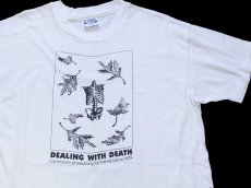 画像1: 90s USA製 Hanes DEALING WITH DEATH Expressions of mourning for friends lost to AIDS アート コットンTシャツ 白 XL (1)