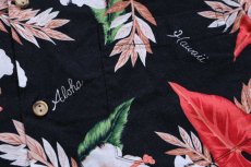 画像4: ハワイ製 RJC LTD. Hawaii Aloha ハイビスカス オープンカラー コットン アロハシャツ 黒 M (4)