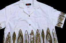 画像3: ハワイ製 Ali'i Fashions サーフボード オープンカラー コットン アロハシャツ 白 (3)