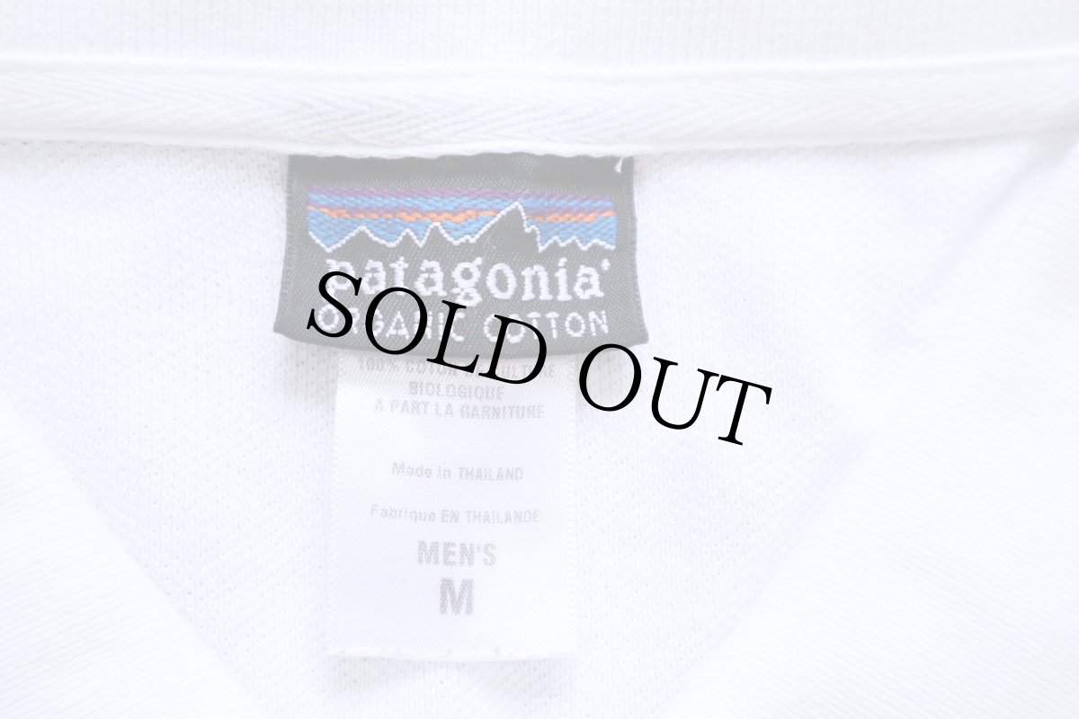 画像4: 00s patagoniaパタゴニア ロゴ刺繍 オーガニックコットン 鹿の子 ポロシャツ WHT ホワイト M (4)