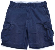 画像1: 00s ポロ ラルフローレン USED加工 コットン カーゴ ショートパンツ 紺 W35★168 ショーツ (1)