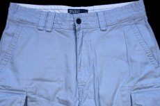 画像3: 00s ポロ ラルフローレン USED加工 コットン カーゴ ショートパンツ ライトブルー W34★ショーツ (3)