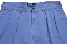 画像3: 90s メキシコ製 ポロ ラルフローレン TYLER SHORT ツータック コットン チノ ショートパンツ ライトブルー W36★160 ショーツ (3)