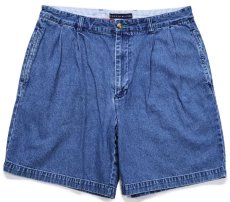 画像1: 00s TOMMY HILFIGERトミーヒルフィガー ツータック デニム ショートパンツ W35★ショーツ (1)