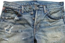 画像3: DENIM&SUPPLY ラルフローレン ダメージ&パッチワーク リペア ビンテージ加工 カットオフ デニム ショートパンツ 30★ショーツ (3)