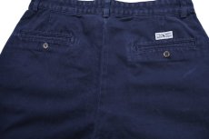 画像4: 90s メキシコ製 ポロ ラルフローレン TYLER SHORT ツータック コットン チノ ショートパンツ 紺 W32★156 ショーツ (4)
