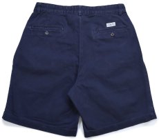 画像2: 90s メキシコ製 ポロ ラルフローレン TYLER SHORT ツータック コットン チノ ショートパンツ 紺 W32★156 ショーツ (2)