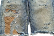 画像7: DENIM&SUPPLY ラルフローレン ダメージ&パッチワーク リペア ビンテージ加工 カットオフ デニム ショートパンツ 30★ショーツ (7)