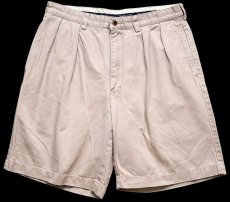画像1: 90s ポロ ラルフローレン TYLER SHORT ツータック コットン チノ ショートパンツ ベージュ W34★157 ショーツ (1)