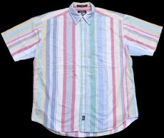 画像1: 90s DOCKERSドッカーズ クレイジーストライプ ボタンダウン 半袖 オックスフォード コットンシャツ M★Levi'sリーバイス (1)