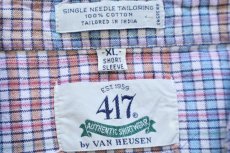画像4: 90s 417 VAN HEUSEN チェック ボタンダウン 半袖 コットンシャツ XL (4)