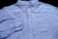 画像3: Brooks Brothersブルックスブラザーズ MADISON 無地 ボタンダウン アイリッシュ リネンシャツ ブルー XL (3)