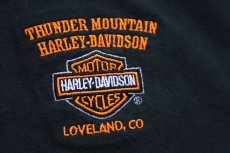 画像4: 00s HARLEY-DAVIDSON ハーレー ダビッドソン THUNDER MOUNTAIN ロゴ刺繍 コットンTシャツ 黒 XL (4)