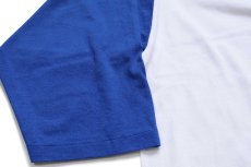 画像5: 90s USA製 SCRIPPS HOWARD ツートン ヘンリーネック 七分袖Tシャツ 白×青 XL (5)