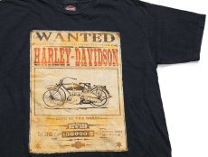 画像1: 00s HARLEY-DAVIDSON ハーレー ダビッドソン WANTED 両面プリント コットンTシャツ 黒 XL (1)