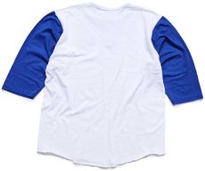画像2: 90s USA製 SCRIPPS HOWARD ツートン ヘンリーネック 七分袖Tシャツ 白×青 XL (2)
