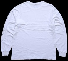 画像2: 00s Hanes Coca-Colaコカコーラ ピンストライプ 袖プリント コットン 長袖Tシャツ 白 L (2)