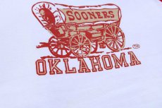 画像4: 80s USA製 OKLAHOMA SOONER 七分袖 ラグランTシャツ 白×赤 XL (4)