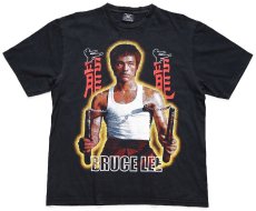 画像2: 00s BRUCE LEE ブルースリー 龍 両面プリント コットンTシャツ 黒 (2)