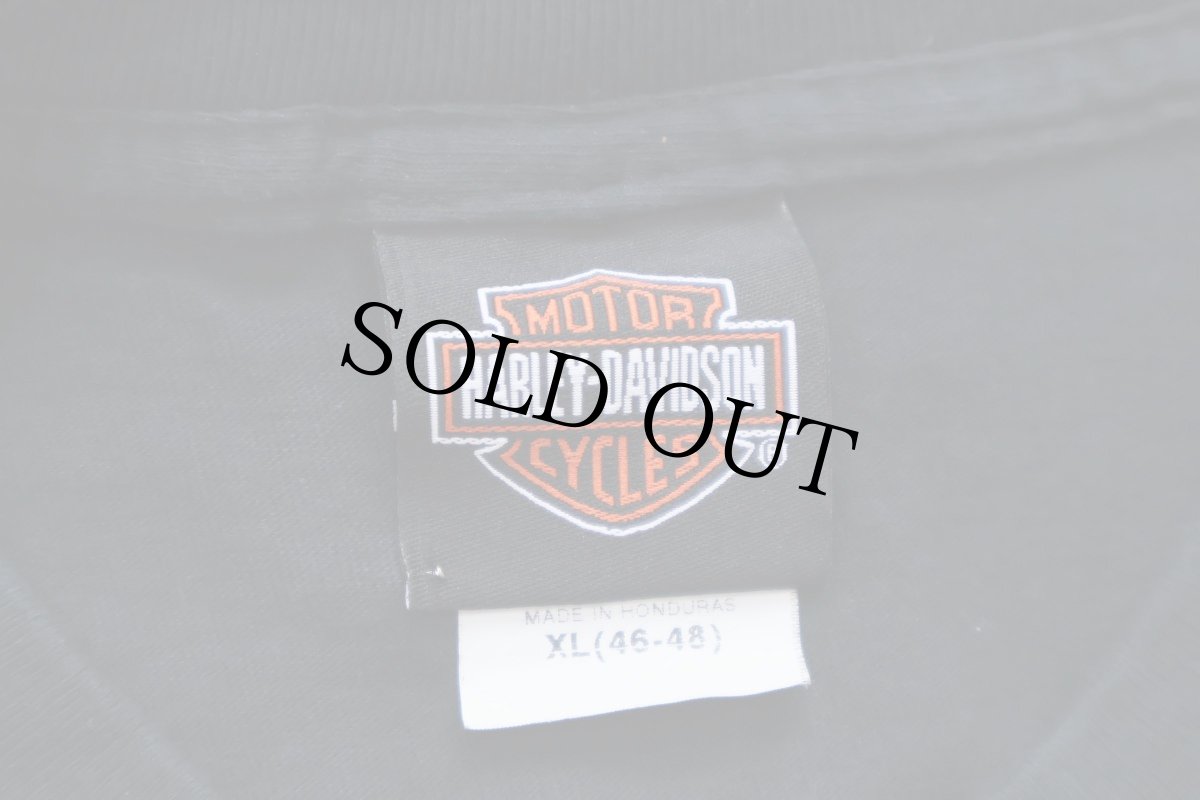 画像5: 00s HARLEY-DAVIDSON ハーレー ダビッドソン THUNDER MOUNTAIN ロゴ刺繍 コットンTシャツ 黒 XL (5)
