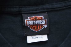 画像5: 00s HARLEY-DAVIDSON ハーレー ダビッドソン THUNDER MOUNTAIN ロゴ刺繍 コットンTシャツ 黒 XL (5)
