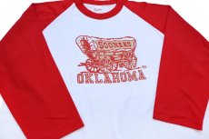 画像3: 80s USA製 OKLAHOMA SOONER 七分袖 ラグランTシャツ 白×赤 XL (3)