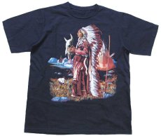 画像3: ネイティブ インディアン Live To Ride イーグル カウスカル アート 両面プリント コットンTシャツ 黒 (3)