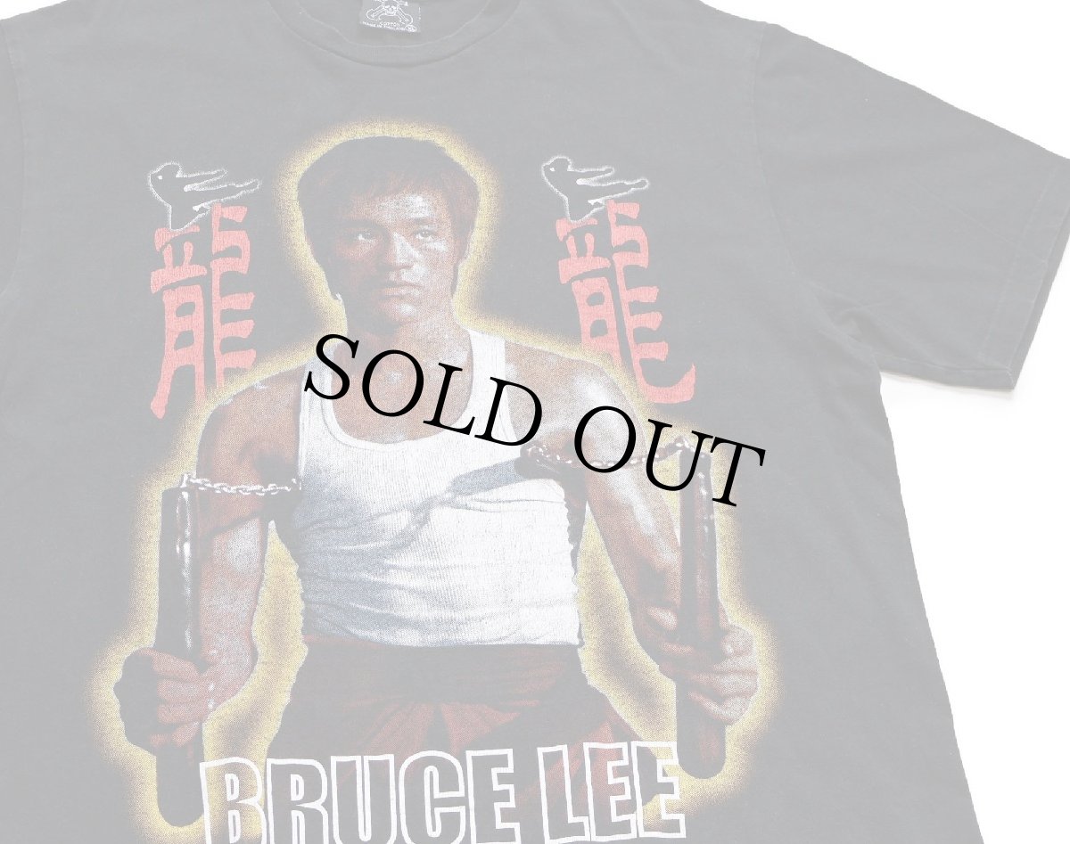 画像1: 00s BRUCE LEE ブルースリー 龍 両面プリント コットンTシャツ 黒 (1)