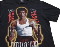 画像1: 00s BRUCE LEE ブルースリー 龍 両面プリント コットンTシャツ 黒 (1)
