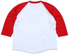 画像2: 80s USA製 OKLAHOMA SOONER 七分袖 ラグランTシャツ 白×赤 XL (2)