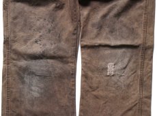 画像7: Dickiesディッキーズ ダメージ&汚れ ダック地 ペインターパンツ ボロ 焦げ茶 W34 L34★13 (7)
