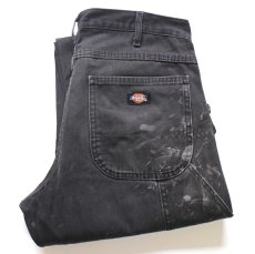 画像1: Dickiesディッキーズ ペンキ飛び&ダメージ ダック地 ペインターパンツ ボロ 黒 フェード W32 L34★10 (1)