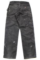 画像3: Dickiesディッキーズ ペンキ飛び&ダメージ ダック地 ペインターパンツ ボロ 黒 フェード W32 L34★10 (3)
