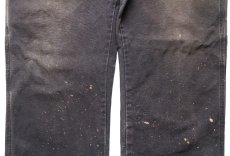 画像6: Dickiesディッキーズ ブリーチ&ペンキ飛び ダック地 ペインターパンツ ボロ 黒 フェード W38★12 (6)