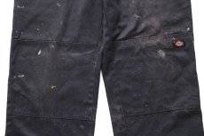 画像7: Dickiesディッキーズ ペンキ飛び&ダメージ ダブルニー ワークパンツ ボロ 黒 フェード W36 L32★01 (7)