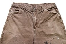 画像4: Dickiesディッキーズ ペンキ飛び&ダメージ ダック地 ペインターパンツ ボロ 焦げ茶 フェード W36 L34★14 (4)