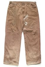 画像2: Dickiesディッキーズ ペンキ飛び ダック地 ペインターパンツ ボロ 焦げ茶 フェード W38 L32★15 (2)