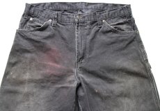 画像4: Dickiesディッキーズ ダメージ ダック地 ペインターパンツ ボロ 黒 フェード W36 L34★11 (4)
