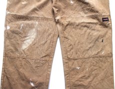 画像7: 00s Dickiesディッキーズ ペンキ飛び ダブルニー ダック地 ワークパンツ 茶 フェード W38 L30★18 (7)