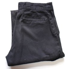 画像1: Dickiesディッキーズ ペンキ飛び&ダメージ ダブルニー ワークパンツ ボロ 黒 フェード W36 L32★01 (1)